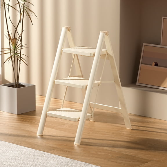 3-Tier Foldable Aluminum Stepladder - Lightweight & Compact, 330.7 lbs Load Capacity, Includes Tray, Ideal for Indoor Use, Car Wash, and Large Cleaning