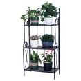 thumbnail image 1 of 3 Tier Foldable Black Metal Indoor Plant Stand, Display Shelf Rack, 3 Flower Pot Holder Shelves Planter Display Storage Shelf for Home Garden Patio Bathroom Living Room, 1 of 7