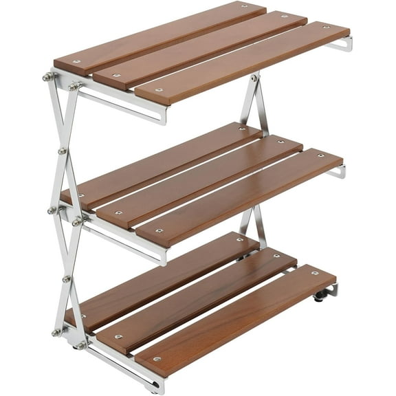 3-Tier Foldable Camping Table, Picnic Cabinet Storage Rack, Portable Outdoor Cookware Storage for Picnic BBQ Beach Traveling Backyards