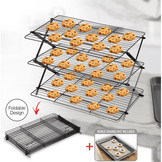 Duslogis Cooling Rack, 3-Tier Stainless Steel Stackable Baking Cooking  Cooling Racks for Cooling Roasting Grilling, Collapsible & Heavy Duty, Oven  & Dishwasher Safe,Black 