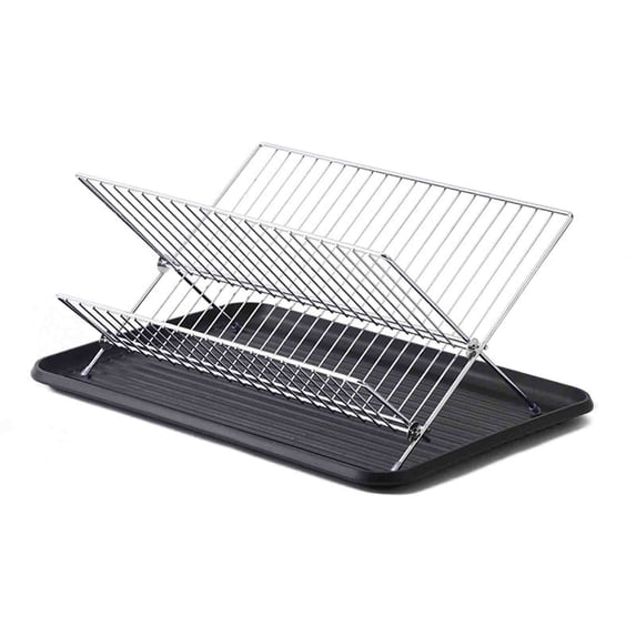 3 Tier Foldable Dish Drying Rack with Drainage Tray, Kitchen Countertop ...