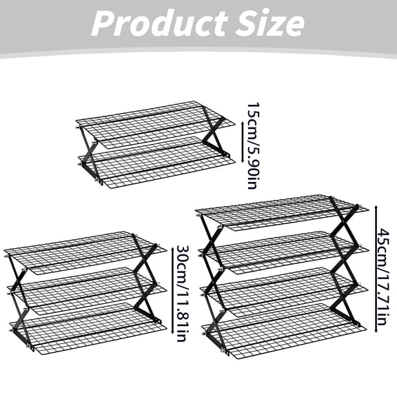 3-Tier Foldable Stackable Food Cooling Rack Condiment shelf organizing,Storage rack,Stainless steel