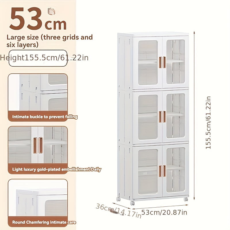 3Tier Foldable Storage Bins with Lids, Stackable Plastic Pantry