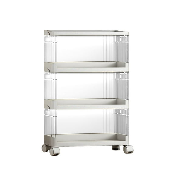 3 Tier Foldable Storage Shelf, No Assembly Required Rolling Utility Cart for Kitchen, Living Room, and Home Organization, Mobile Multi-Purpose Rack for Snacks and Supplies