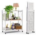 3-Tier Foldable Storage Shelf with Wheels | Metal Rack Collapsible ...