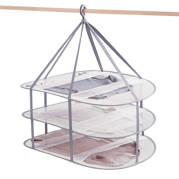 3 Tier Folding Mesh Clothes Drying Rack, Stackable Sweater Drying Rack with Internal Fixation, Portable Hanging Laundry Rack for T-Shirt,Swimsuit,Sweater,Delicates (2 Pack)