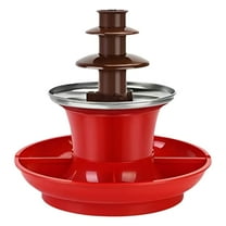 3 Tier Fondue Set with Plate for Christmas Birthday, Fondue Machine with Tray for Parties, in Red 220V for Chocolate Fountain and Melting, Fun for Gatherings