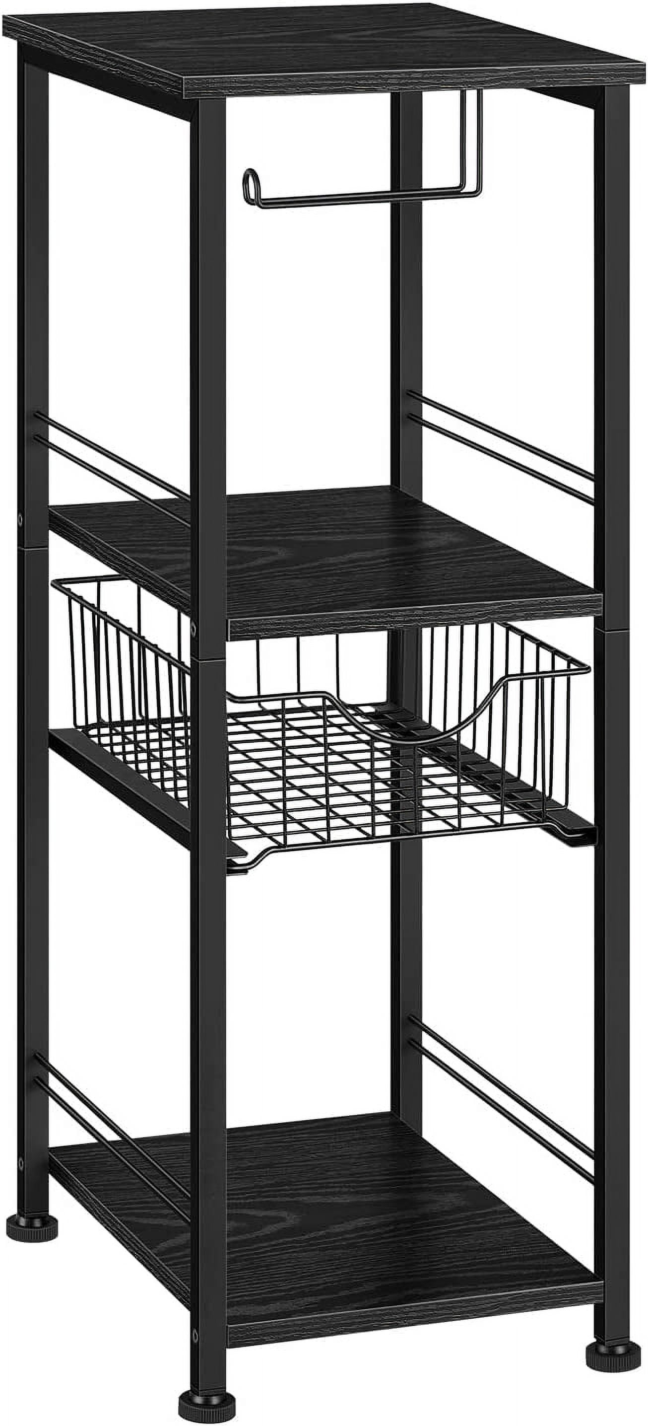 3 Tier Freestanding Bathroom Shelf with Drawer Toilet Paper Storage Stand, Black