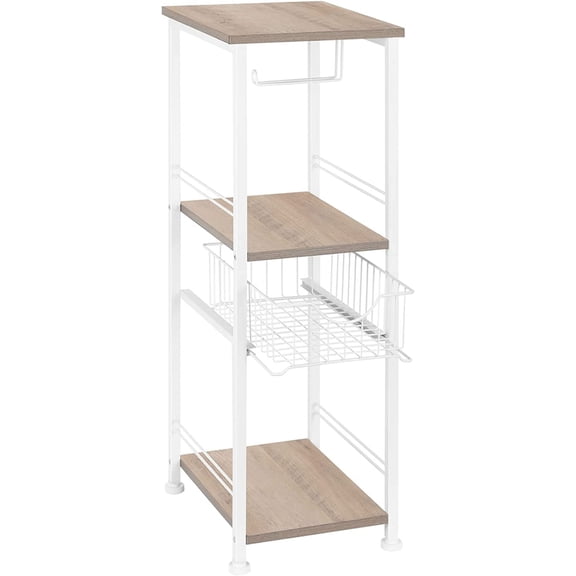 3 Tier Freestanding Bathroom Shelf with Drawer Toilet Paper Storage Stand, White