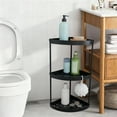 thumbnail image 1 of 3-Tier Freestanding Corner Bathroom Storage Rack with Slim Profile, Compact Plastic Shelf for Toiletries Shower Essentials, Space-Saving Organizer for Tight Corners and Small Bathrooms, 1 of 6