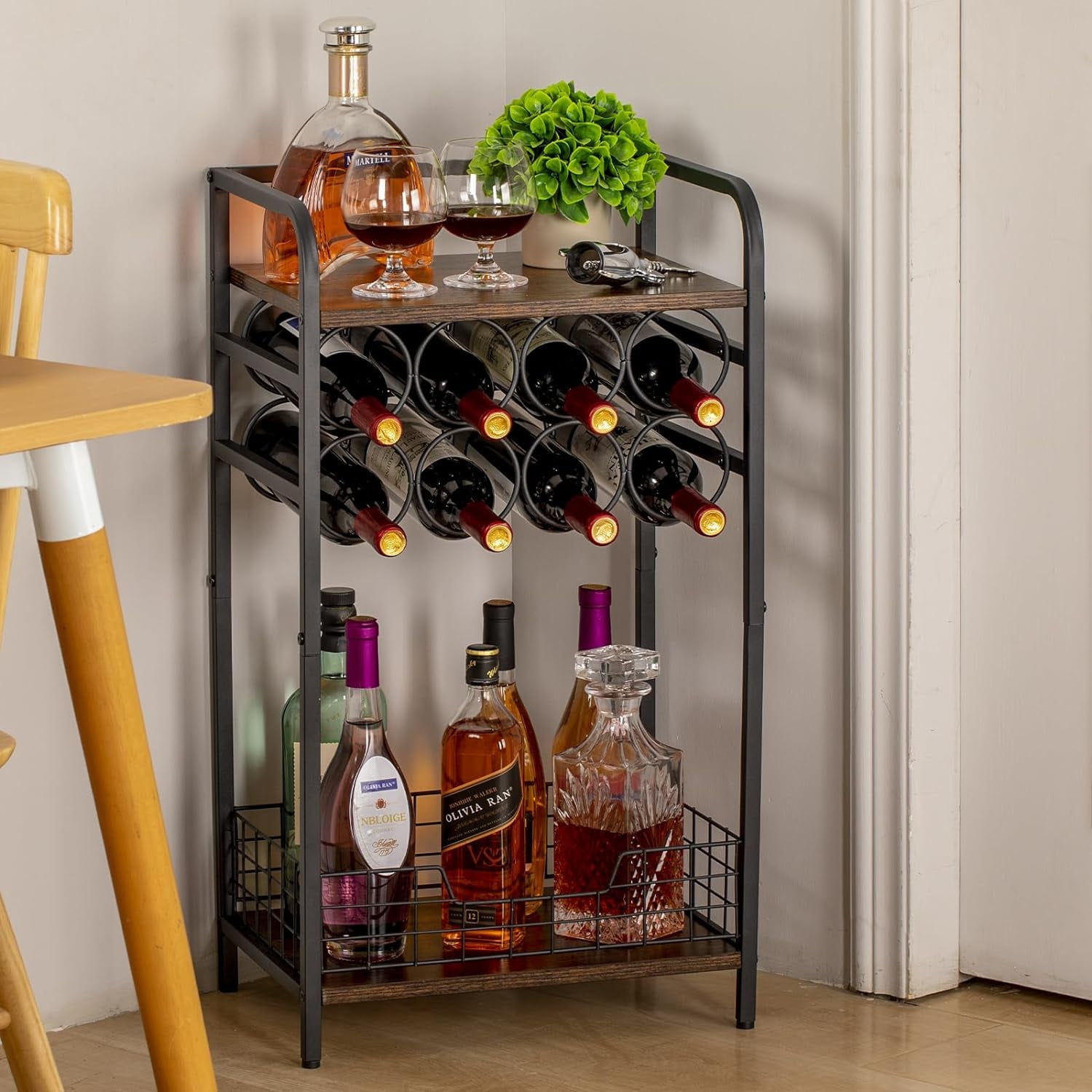 3-Tier Freestanding Floor Wine Holder,x-Cosrack Small Bar Cabinet
