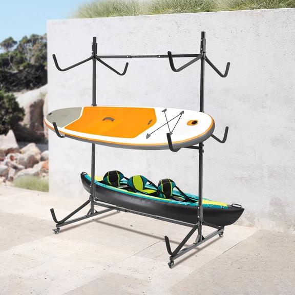 3 Tier Freestanding Kayak Storage Rack, Heavy Duty Kayak Storage Stand W/ wheels