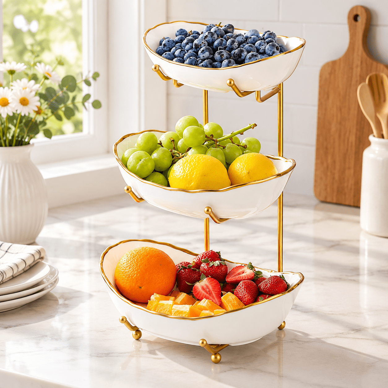 Kitchen Basket. Sign 3 Tier Fruit Basket Ceramic Bowl For Kitchen Counter 8 - Walmart.com