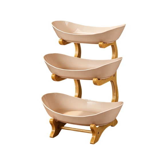 3 Tier Fruit Basket, Ceramic Fruit Bowl for Kitchen Counter, Home Fruit Bowl Set with Holder for Fruit Veggies Tray Snacks Nuts Bread Candy Storage Holder