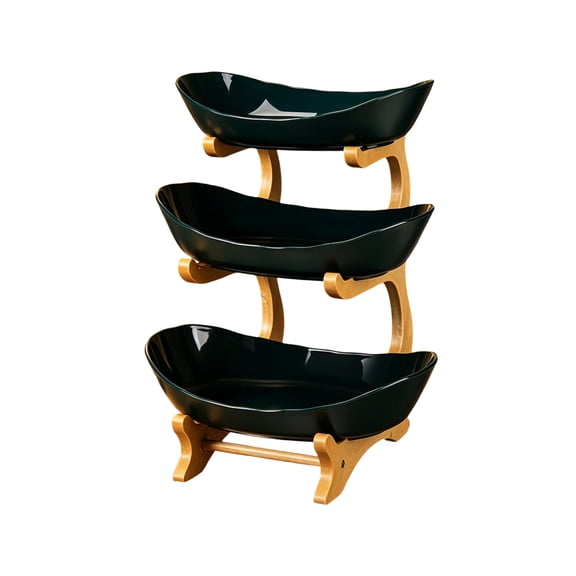 3 Tier Fruit Basket, Ceramic Fruit Bowl for Kitchen Counter, Home Fruit Bowl Set with Holder for Fruit Veggies Tray Snacks Nuts Bread Candy Storage Holder