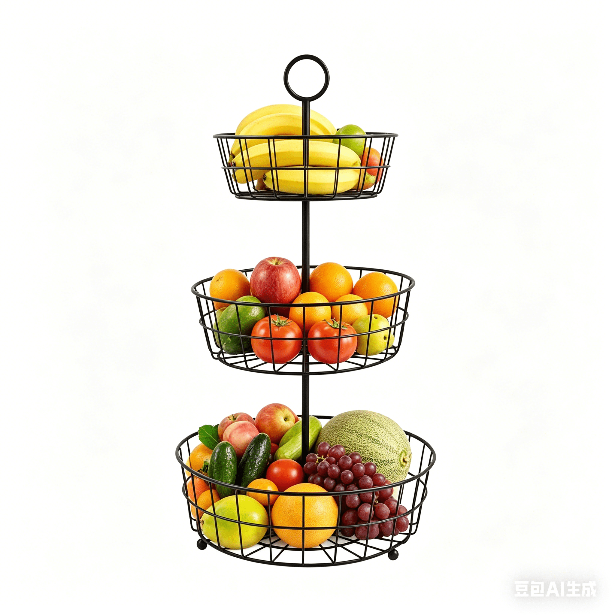 3 Tier Fruit Basket Countertop Fruit Vegetable Basket Bowl For Kitchen Counter Metal Wire Fruits Storage Stand Holder Organizer For Bread Snack Veggies Produce