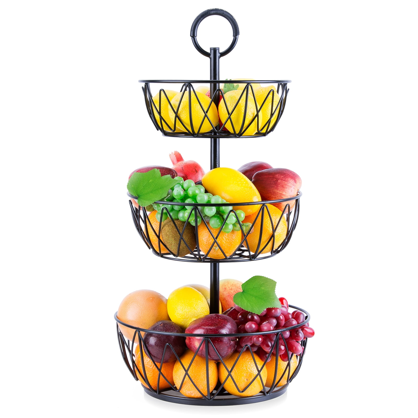 Tiaoheka 3 Tier Fruit Basket for Kitchen, Metal Wire Fruit Bowl for Kitchen  Counter, Detachable Fruit Vegetables Storage Basket Holder Stand for