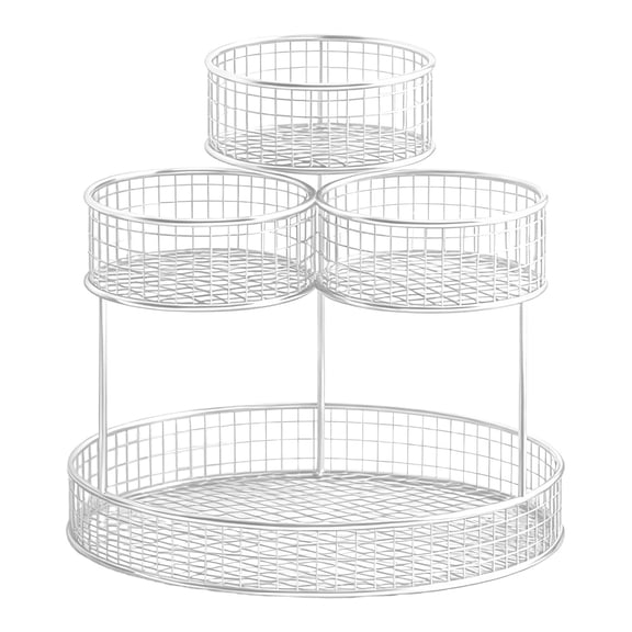 3 Tier Fruit Basket Large Capacity Metal Mesh Black Wire Stand Kitchen Vegetable Holder for Countertop Candy Snacks Storage