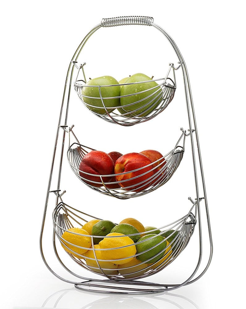 3 Tier Fruit Basket - Stainless Steel Fruit Bowl - Large Fruit Bowl - Useful For Fruit Storage Basket