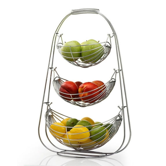 3 Tier Fruit Basket - Stainless Steel Fruit Bowl - Large Fruit Bowl - Useful For Fruit Storage Basket
