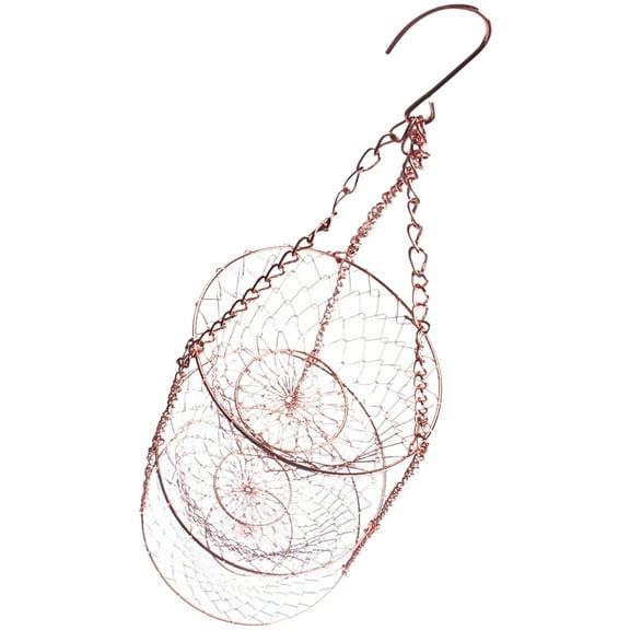 3 Tier Fruit Basket, Vegetable Kitchen Storage Basket Chain Hanging Space Saving Fruits, Plants Storage Basket(Copper)