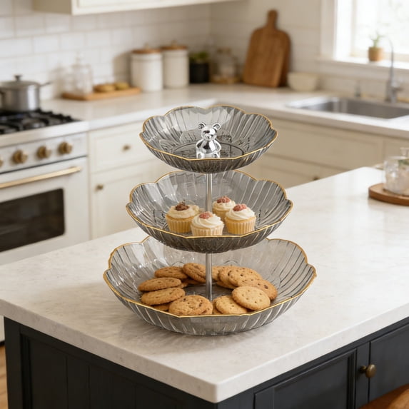 3 Tier Fruit Bowl Kitchen Countertop Fruit Caddy Tiered Storage Organizer for Kitchen Dining Countertop Display Fruits Snacks Vegetables
