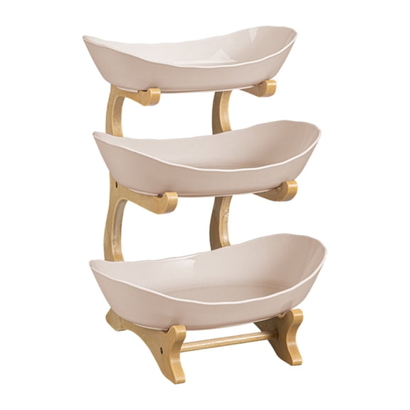 3 Tier Fruit Bowl Stand, Large Capacity Plastic Fruit Basket for Kitchen Counter, 3-Tier Detachable Fruit & Vegetable Storage Organizer for Snacks, Desserts, Parties & Home Decor
