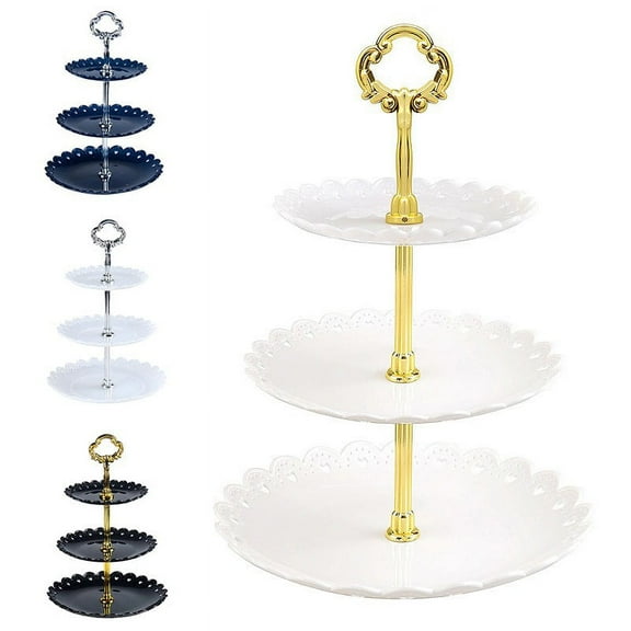 3-Tier Fruit Dessert Stand Rack Cake Display Plate Tray Wedding Birthday Supply Black YIWEI