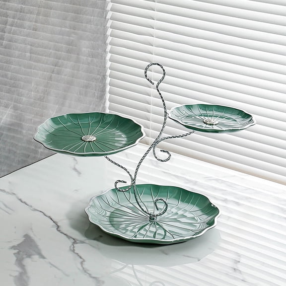 3 Tier Fruit Tray, Space Saving Fruit Support Organizer for Kitchen Counter, Snack Serving Tray for Living Room Coffee Desk with Synthetic Candy Dessert Display Stand