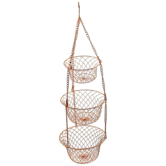 3-Tier Fruit Vegetable Basket Fruit Hanger Storage Stand Kitchen Organizer Copper