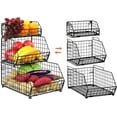 3 Tier Fruit and Vegetable Basket WallMounted & Countertop Organizer for Potato Onion Stackable