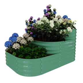 3-Tier Galvanized Steel Raised Garden Bed Kit – Deep Root Modular Planter Box, Rust-Resistant, Easy 5-Minute Assembly – Safe Rounded Edges for Vegetables, Herbs, Flowers – Green