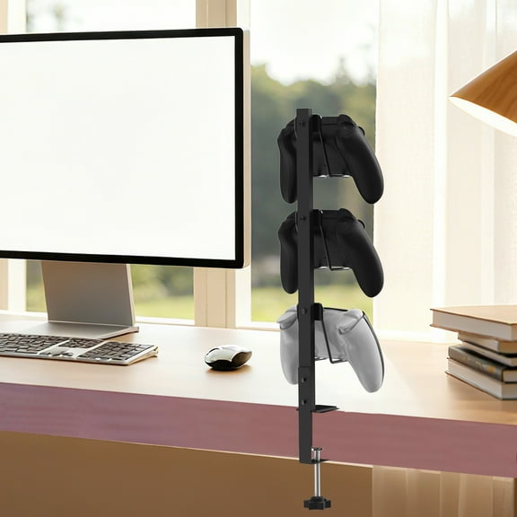 3 -Tier Game Controller Holder, Adjustable Clamp - on Gamepad Stand for Desk, Universal Game Controller Organizer for Xbox, PlayStation, Nintendo
