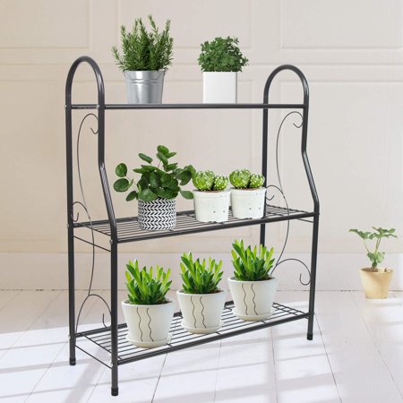 3 Tier Garden Metal Iron Shelf Ladder - Storage Rack Plant Stand Flower Pot Holder