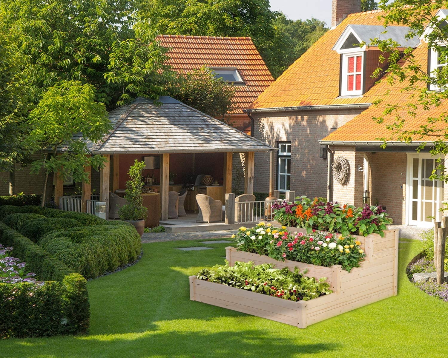 FDW 3-Tier Garden Raise Bed Elevated Garden Bed,Greenhouse Patio Yard Gardening Bed