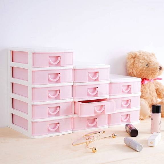 3-Tier Girly Desktop Mini Storage Cabinet Plastic Drawers Organizer for Cosmetics Jewelry