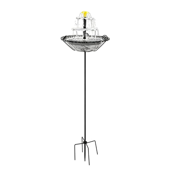 3 Tier Glass Birdbaths Solar Bird Bath Fountain Sturdy Metal Ground Stake Stand Upgraded Solar Water Spray System Nature Interactive Backyard Decoration Versatile Bird Lover Gifts