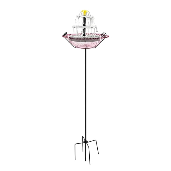 3 Tier Glass Birdbaths Solar Bird Bath Fountain Sturdy Metal Ground Stake Stand Upgraded Solar Water Spray System Nature Interactive Backyard Decoration Versatile Bird Lover Gifts