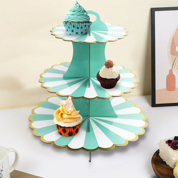 3-Tier Gold Foil Cake Stand – Disposable Party Supplies for Birthdays, Weddings, Anniversary Celebrations, Baby Showers & Tiered Dessert Displays