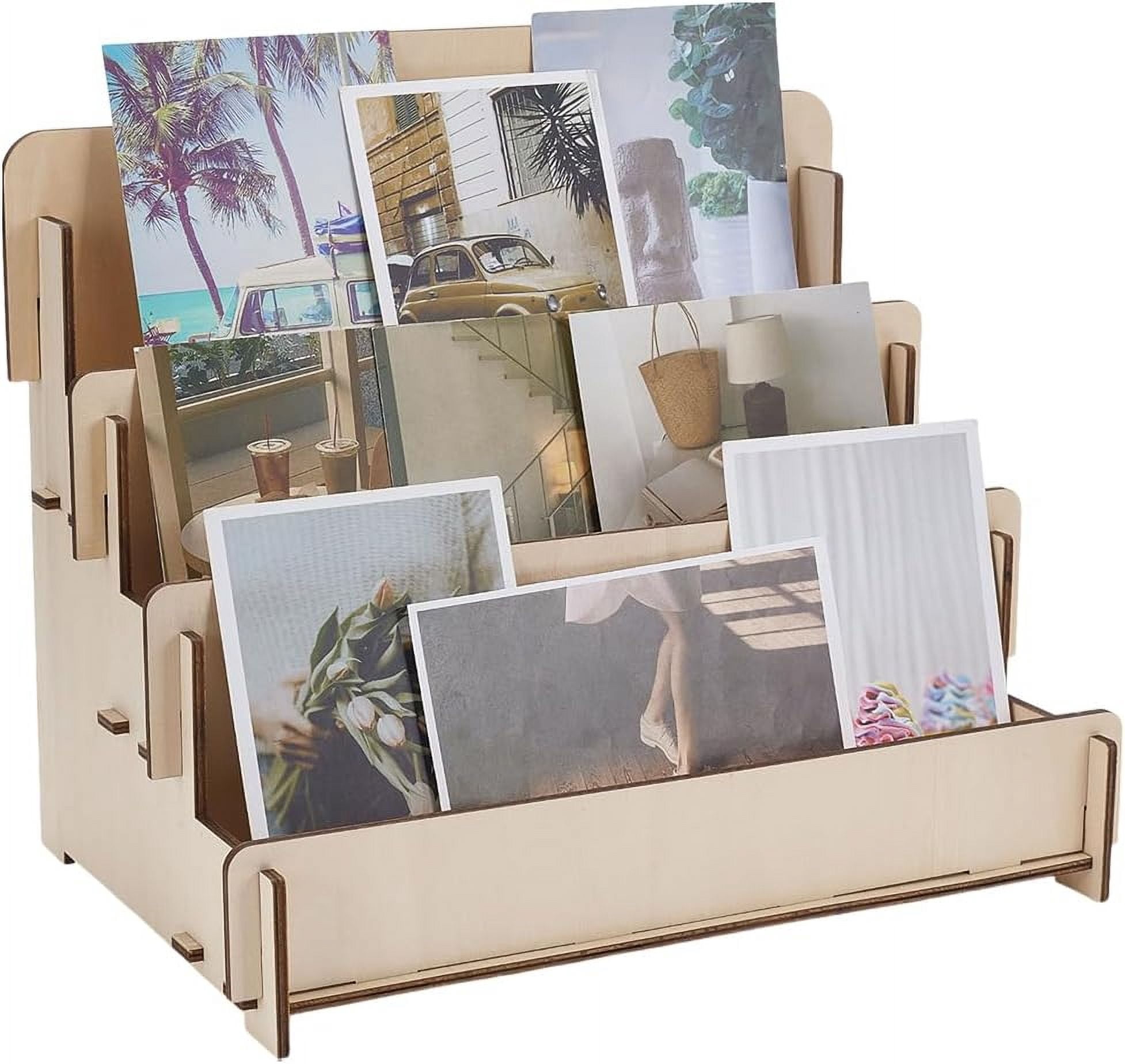 3-Tier Greeting Card Stand Card Display Stand Organizer Rack Wooden ...