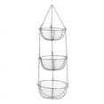 thumbnail image 1 of 3-Tier Hanging Basket Fruit Organizer Kitchen Heavy Duty Wire Organizer with Wire Metal Ceiling Hooks-Black Wire Basket, 1 of 5
