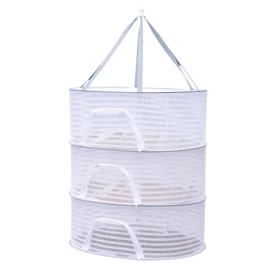 3-Tier Hanging Mesh Drying Basket, Collapsible Herb Drying Rack for Vegetables and Fish, Outdoor Food Dehydrating Net with Sturdy Wire Rings