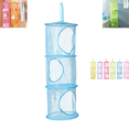 thumbnail image 1 of 3-Tier Hanging Mesh Storage Organizer, Foldable 3 Compartment Hanging Basket for Stuffed Animals, Toys, Clothes, Closet Bathroom Bedroom Space Saving Storage Hammock, 1 of 8