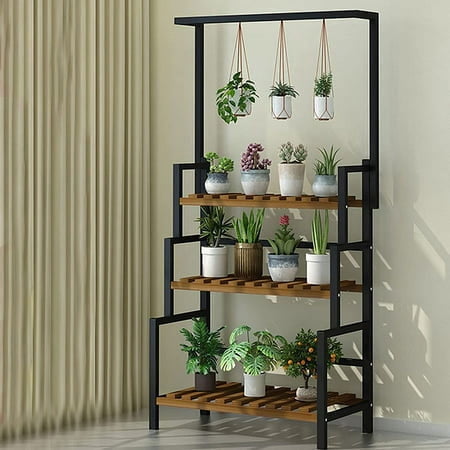 3 Tier Hanging Plant Stand W/ Pot Shelf Display Rack