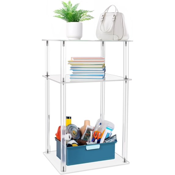 3-Tier Heavy Duty Acrylic End Tables, Small Nightstand/Side Table for Living Room, Bedroom, Home Accent Side Table, 14''x 11.5''x 23.2''