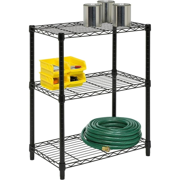 3-Tier Heavy Duty Adjustable Shelving Unit, Adjustable Metal Wire Racks Heavy Duty Standing Shelf Organizer for Kitchen, Closet, Pantry, Garage, Bathroom, Laundry,Black