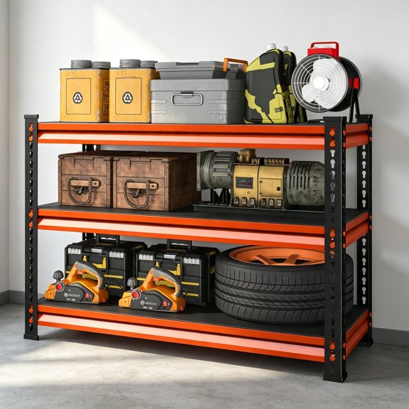 3-Tier Heavy-Duty Garage Shelving 40"x18"x36", 1,320 lbs Capacity, Adjustable Utility Rack, Red
