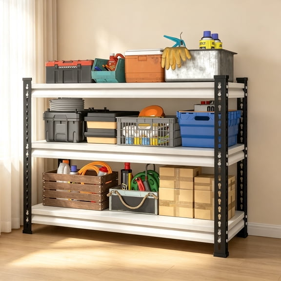 3-Tier Heavy-Duty Garage Shelving 40"x18"x36", 1,320 lbs Capacity, Adjustable Utility Rack, White