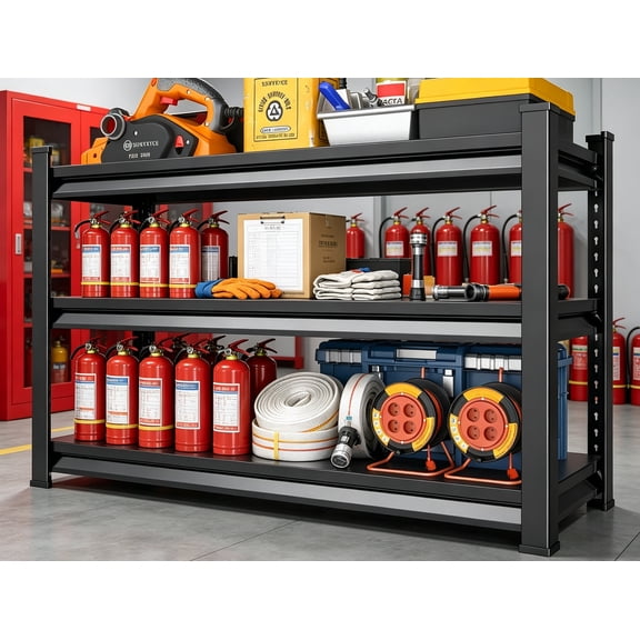 3-Tier Heavy-Duty Garage Shelving 48"x18"x39", 1,620 lbs Capacity, Adjustable Utility Rack, Black
