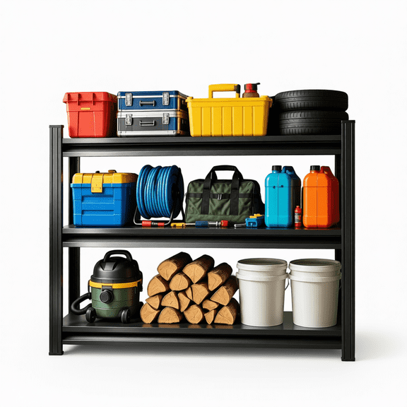 3 Tier Heavy Duty Metal Storage Shelving Unit, Adjustable Garage Rack with Boltless Frame for Workshop, Basement, and Utility Room Organization